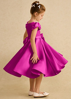Azazie Pearl Abiti da Ragazza di Fiori Abito Principessa in Raso Opaco Plissettato Fucsia image3