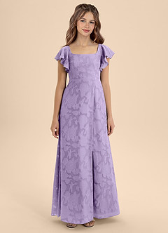 Azazie Bondi Junior Lilac A-Line Bow Floral Burnout Dress image5