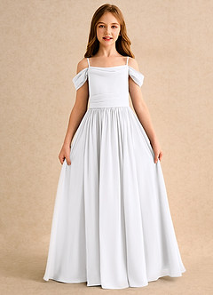 Azazie Shia Junior Formal Flower Girl Dresses White A-Line Off the Shoulder Chiffon Dress image5
