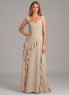 Azazie Sloane Bridesmaid Dresses Taupe A-Line Sweetheart Neckline Chiffon Dress image5