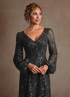 Azazie Mazie Klänningar till brudens mor Klä A-Line i Tyll Spets Svart image7