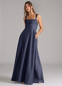 Azazie Shaude Bridesmaid Dresses Stormy A-Line Pleated Stretch Satin Dress image5