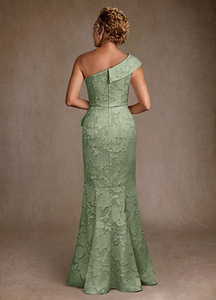 Azazie Hampton vestidos de madre de la novia Vestido de Salvia Polvorienta de Devorado Floral de Corte Sirena con Hombro unilateral image3