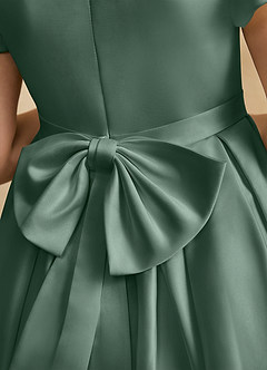 Azazie Pearl Flower Girl Dresses Eucalyptus Ball-Gown Pleated Matte Satin Dress image8