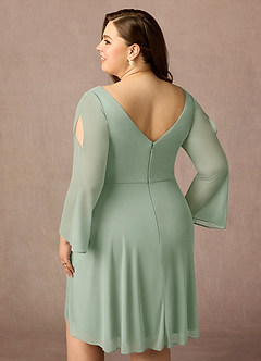 Azazie Teraso Klänningar till brudens mor Klä A-Line i Maska Plisserad Dusty Sage image15