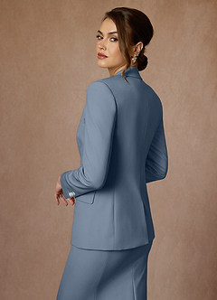 front Kennedy Dammblå Strukturerad Stretchklänning