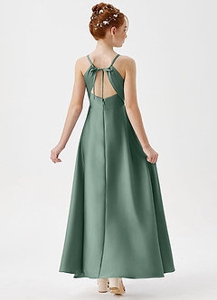 Azazie Avelina Junior A-Linie Plissee Stretch-Satin Kleid Eukalyptus image2