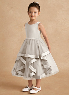 Azazie Posy Flower Girl Dresses Frost A-Line Beaded Tulle Dress image3