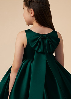 Azazie Bo Peep Flower Girl Dresses Pine A-Line Bow Matte Satin Dress image5