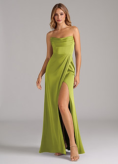 Azazie Johana Bridesmaid Dresses Lemongrass Mermaid Off the Shoulder Stretch Satin Convertible Dress image6