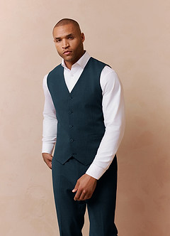 Savile Teal Wool Blend Suit Vest