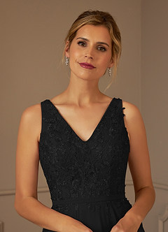 Azazie Joules Mother of the Bride Dresses Black A-Line Sequins Chiffon Dress image6
