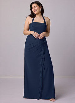 Barbie ♥ Azazie Bridesmaid Dresses Dark Navy Sheath Strapless Chiffon Convertible Dress image11