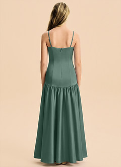 Azazie Romi Junior Eucalyptus A-Line Pleated Stretch Satin Dress image2