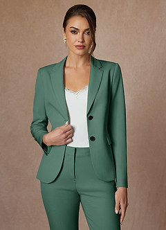 front Whitney Eucalyptus Structured Stretch Cropped Pants Suit