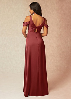 Azazie Rhea vestidos de dama de honor de maternidad Vestido Línea A Off The Shoulder Plisado Largo hasta el suelo Satén Elástico image2