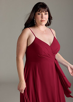Azazie Akita Bridesmaid Dresses Burgundy A-Line Chiffon Dress image10