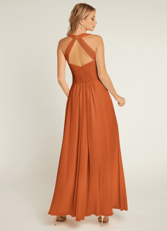 Azazie Claudia Bridesmaid Dresses Cinnamon A-Line Sweetheart Neckline Chiffon Dress image3