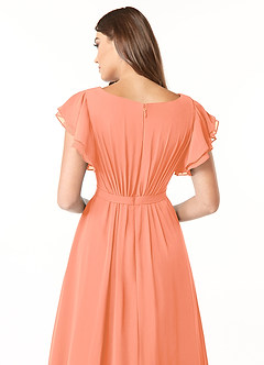 Azazie Daphne Modest Bridesmaid Dresses A-Line Ruffled Chiffon Floor-Length Dress image5