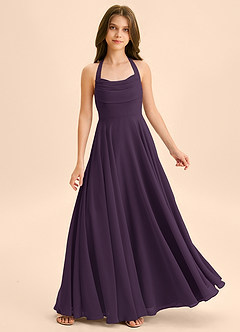 Azazie Kady Junior Plum A-Line Sweetheart Neckline Chiffon Dress image1