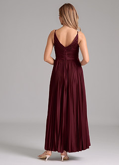 Azazie Raychelle Brautjungfernkleider A-Linie Plissee Stretch-Satin Kleid Cabernetrot image4