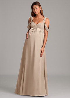 Azazie Rhea Zwangerschaps Bruidsmeisjekleding A-Lijn Geplooid Chiffon Vloerlengte Jurk image1