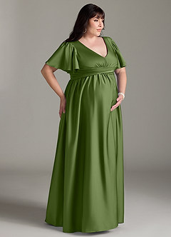 Azazie Verna Abiti da damigella d'onore premaman Abito A-Line Increspato Raso Elasticizzato Floor-Length image12