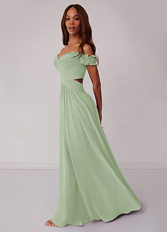 Barbie ♥ Azazie Bridesmaid Dresses Dropped Waist Cutout Chiffon A-line Dress image3