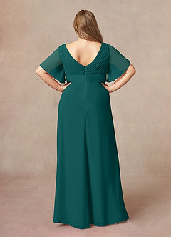 Azazie Alessa Mother of the Bride Dresses Peacock A-Line V-Neck Pleated Chiffon Dress image8