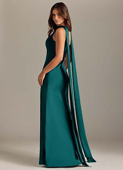 Azazie Kinsley Bridesmaid Dresses Peacock Mermaid Side Slit Stretch Satin Dress image6