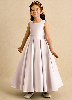 Azazie Mapel Blumenmädchenkleider Ballkleid Plissee Matte Satin Kleid Blassrosa image5