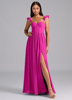 Azazie Denisse Suknie dla druhen Linia A Marszczony Szyfon Do ziemi Sukienka image5