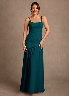 Azazie Flossie 신부의 어머니 드레스 A라인 주름진 쉬폰 플로어 길이 드레스 image4