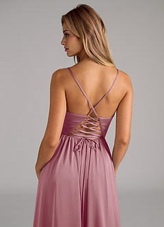 Azazie Aaida Bridesmaid Dresses Vintage Mauve A-Line Corset Stretch Satin Dress image2