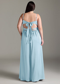 Azazie Zeya Bridesmaid Dresses Sky Blue A-Line Pleated Stretch Satin Dress image10