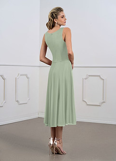Azazie Myka  Final Sale A-Line Lace Mesh Tea-Length Dress image7