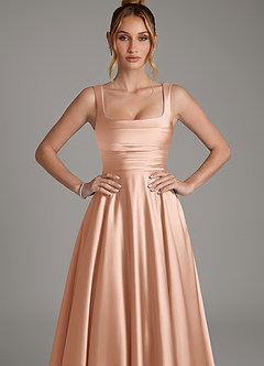 Azazie Azaria Abiti da Damigella Abito A-Line in Raso Elasticizzato Corsetto Oro Rosa image6