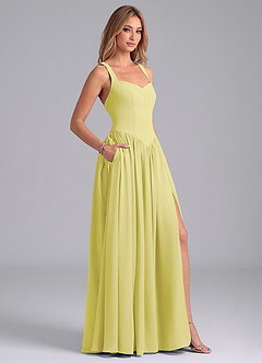 Azazie Francis Bridesmaid Dresses Lemon Sorbet A-Line Corset Chiffon Dress image6