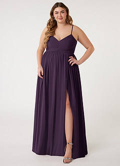 Azazie Alia Brautjungfernkleider A-Linie Plissee Chiffon Kleid Pflaume image6