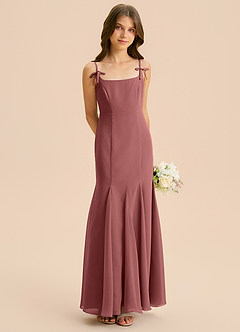 Azazie Evey Junior Amethyst Mermaid Pleated Chiffon Dress image4