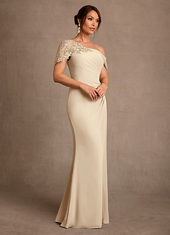 Azazie Sally Mother of the Bride Dresses Champagne Sheath Lace Chiffon Dress image2