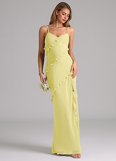Azazie Nancie Bridesmaid Dresses Lemon Sorbet Mermaid Ruched Chiffon Dress image5