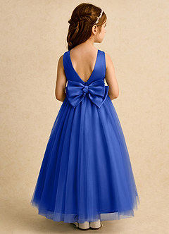 Azazie Lior Flower Girl Dresses Royal Blue Ball-Gown Pleated Tulle Dress image5