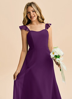 Azazie Mavie Junior Grape A-Line Ruched Chiffon Dress image5