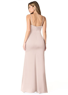 Azazie Linia Robes de demoiselle d'honneur Robe Sirène en Satin extensible Plissée Rose Pâle image2