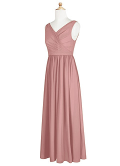 Azazie Sawyer Junior Dusty Rose A-Line Pleated Chiffon Dress image8