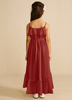 Azazie Karmen Flower Girl Dresses Terracotta A-Line Ruched Chiffon Dress image3