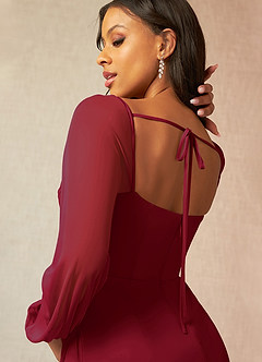 Azazie Charissa Final Sale Champagne Sheath Corset Pleated Mesh Dress image6