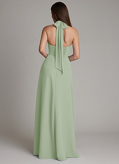 Azazie Myra Bridesmaid Dresses Dusty Sage A-Line High Neck Chiffon Dress image2