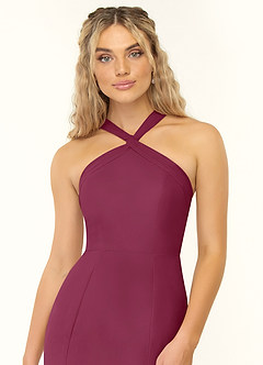Azazie Rue Robes de demoiselle d'honneur Robe Trapèze en Mousseline de soie Dos nu Mûre image6